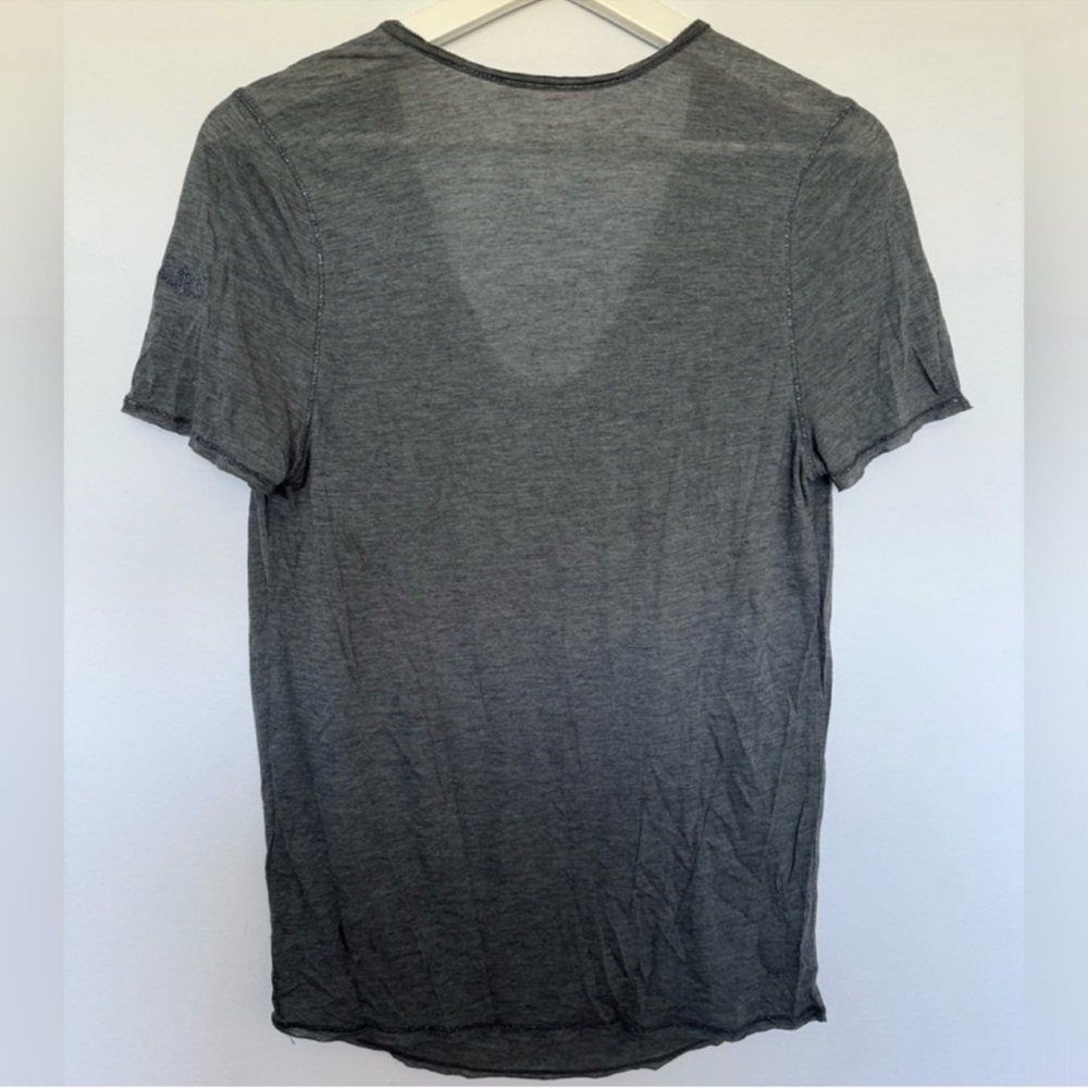 Zadig and Voltaire Gray Knit Cashmere Blend Scoop Neck Anyssa Deluxe T-Shirt - Picture 3 of 7